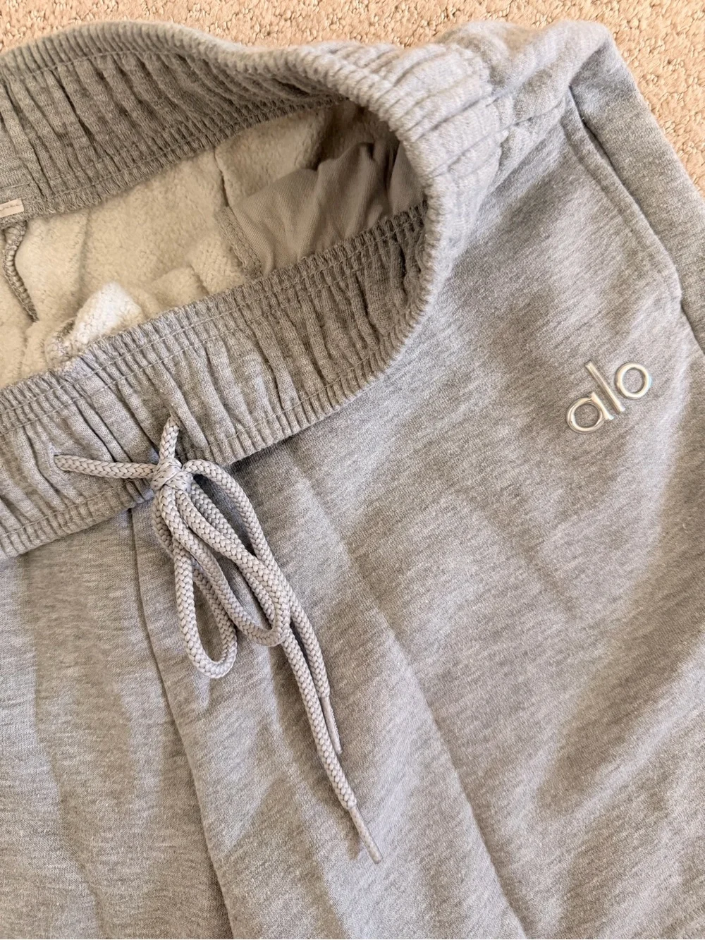 ALO Yoga Light Gray Terry Lounge Shorts